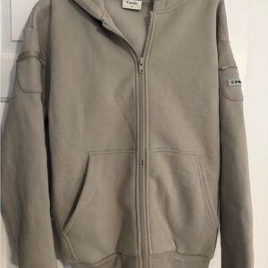 Comfy taupe Zip-Up Hoodie